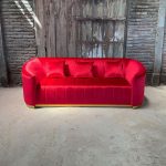 Sofa Minimalis Modern 3 Seater Merah Velvet Premium IRK-SOF 03
