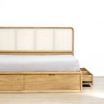 Tempat Tidur Laci Minimalis Kayu Jati Kombinasi Rotan IRK-TTDUR 03 - Image 4