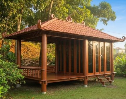 Gazebo Mushola Kayu Jati Outdoor untuk Taman, Villa, dan Pesantren