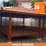 Jual Gazebo Kayu Jati 3x3 Meter Desain Minimalis