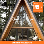 Jual Rumah Segitiga Kayu Jati Desain Unik Modern
