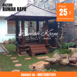 Jual Gazebo Minimalis Kayu Jati Atap Sirap Kayu Ulin