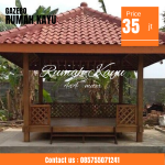 Gazebo Kayu Jati Modern Cocok Untuk Taman, Resort, Dan Cafe