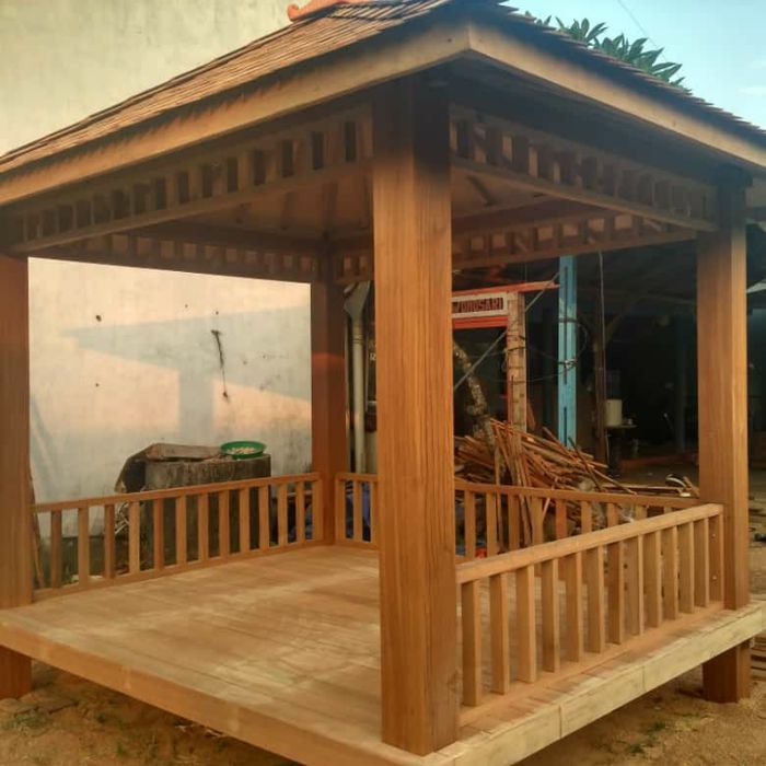CV Karya Priboemi Jepara - Toko Mebel Online Jual Furniture Jati Murah Jual Gazebo Kayu Jati Outdoor Desain Mewah Elegan - Image 1