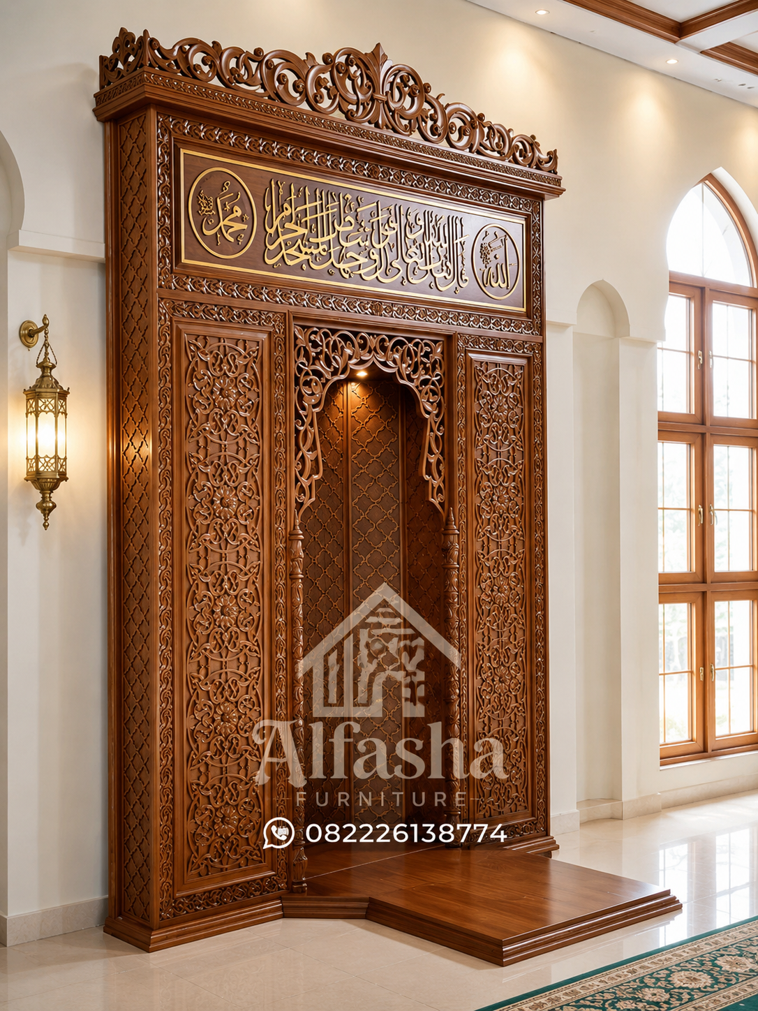 ChatGPT Image 28 Jul 2026, 02.53.44 Mihrab Masjid Kayu Jati Ukiran Kaligrafi Premium - Image 1