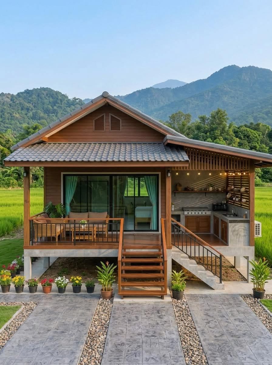 rumah kayu minimalis3 Rumah Kayu Minimalis Modern Kayu Jati Elegan & Nyaman - Image 1