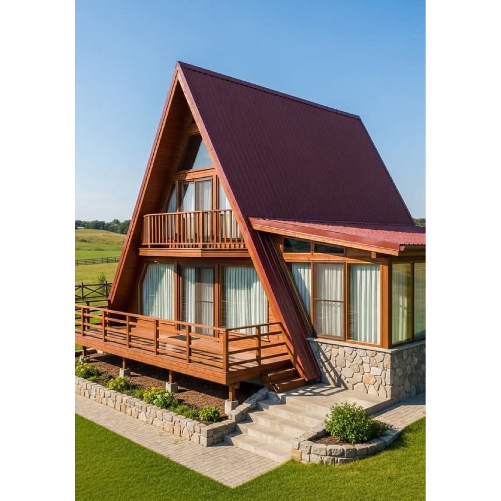 rumah segitiga kayu jati Rumah Segitiga Kayu Jati Minimalis Modern & Estetik - Image 1