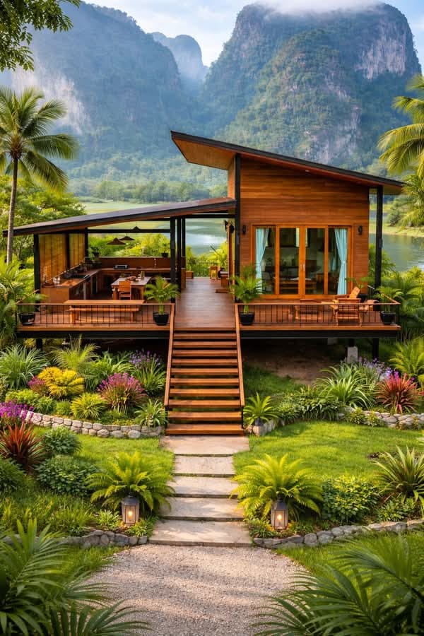 05eaa81853ca8a98fefee74ac0178d9c Rumah Panggung Kayu Jati Minimalis Modern - Image 1