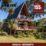 Jual Rumah Segitiga Kayu Jati Model Aesthetic Kekinian